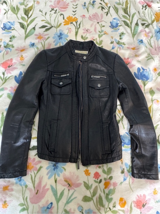 Michael Kors Jackets & Blazers - Michael Kors Black Leather Zip-Front Moto Jacket